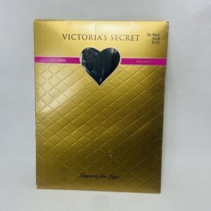 VTG Victoria's Secret Lingerie for Legs Jet Black‎ Small Silky Sheer Stockings